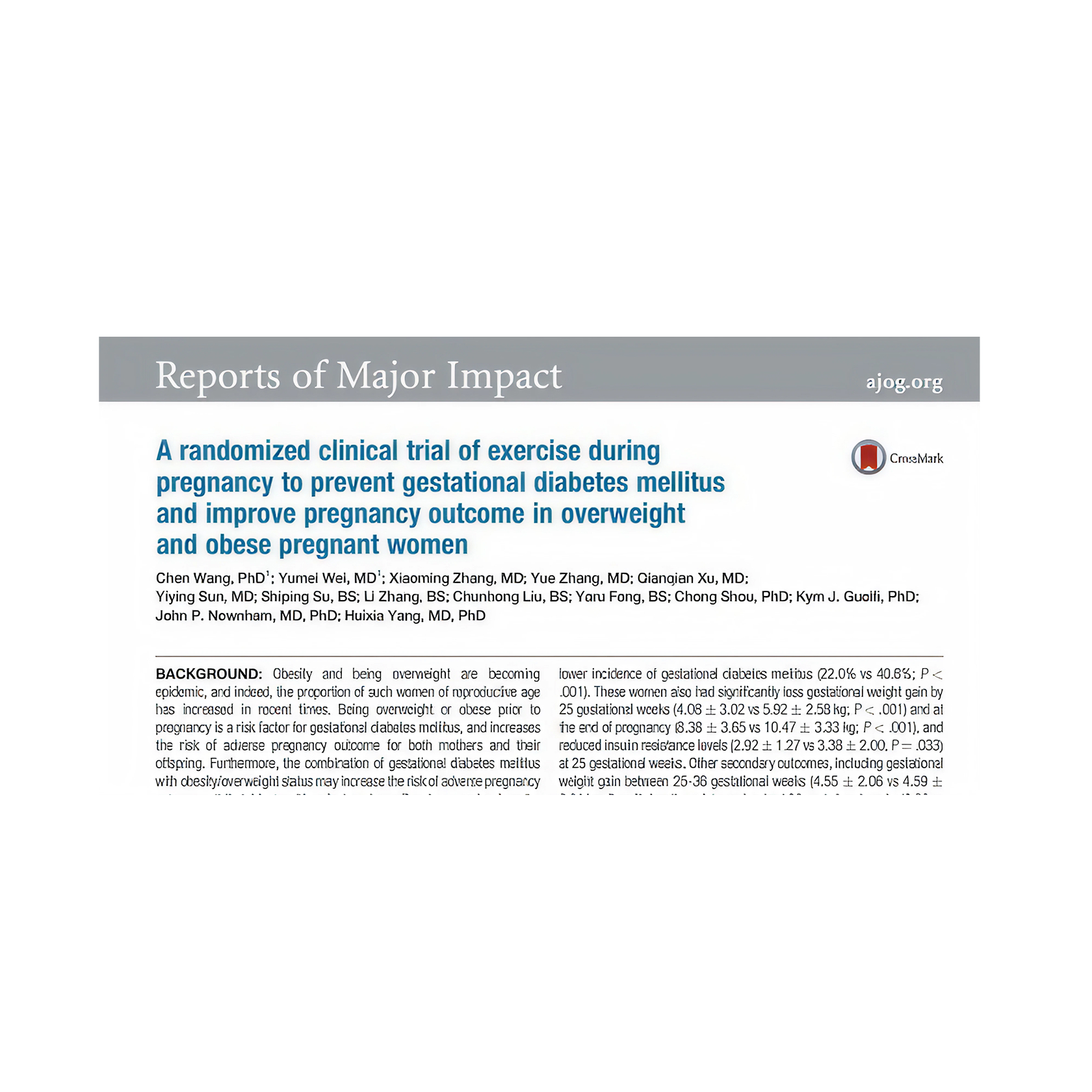 Reports of major impact